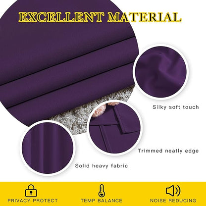 NICETOWN 84 inch Long Royal Purple Curtains - Grommet Solid 50% Room Darkening Thermal Insulated Curtains Drapes for Living Room/Sliding Glass Door (2 Panels, W66 x L84)
