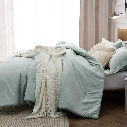 Bedsure Full Comforter Set - Mint Green Soft Bedding for All Seasons, Cationic Dyed Bed Set, 3 Pieces, 1 Full Size Comforter (82"x86") and 2 Pillow Shams (20"x26"+2")
