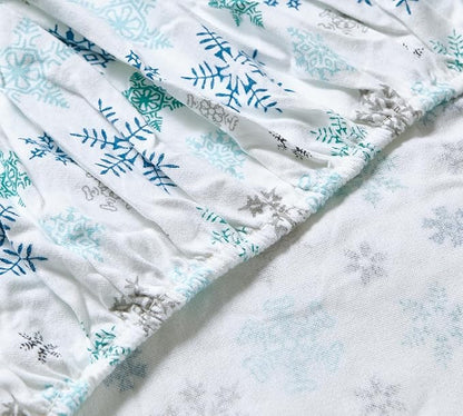 Eddie Bauer - Queen Sheets, Cotton Flannel Bedding Set, Brushed For Extra Softness, Cozy Home Decor (Tossed Snowflake, Queen)