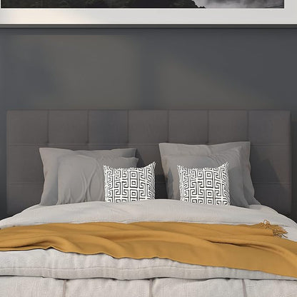 Flash Furniture Bedford Tufted Upholstered Full Size Headboard in Dark Gray Fabric