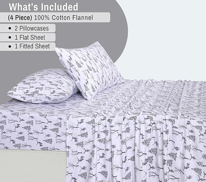 RUVANTI Flannel Sheets Full Size - 100% Cotton Double Brushed Bed Sheets Set, Deep Pockets 16 Inches, All Seasons Breathable & Extra Soft Full Sheets, Warm & Cozy, 4 Piece, Dry Winter