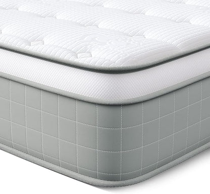 Vesgantti Full Size Mattress, 10 Inch Innerspring Hybrid Full Mattress in a Box, Pressure Relief Pocket Spring Double Bed Mattress with Memory Foam & Knitted Fabric, Medium Firm, CertiPUR-US