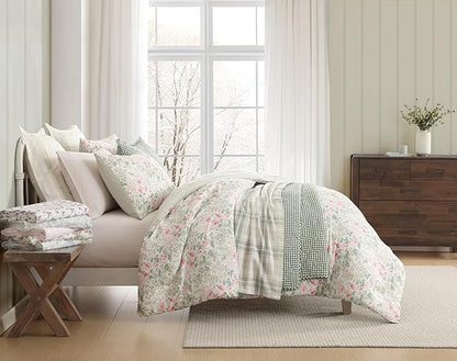 Laura Ashley - Flannel Sheets Twin Size, Anti-Pilling & Wrinkle Resistant Cotton, Touchably Soft for All-Season Comfort - Bed Sheets with Matching Pillowcase & Fitted Sheet (Le Fleur Orange)