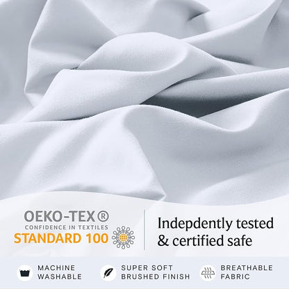 LuxClub 3 PC Sheet Set Bed Sheets Deep Pockets 16" Eco Friendly Wrinkle Free Cooling Machine Washable Hotel Bedding Silky Soft - Baby Blue Twin XL