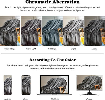 NEWCOSPLAY Super Soft King Blanket Dark Grey Premium Silky Flannel Fleece Leaves Pattern Lightweight Bed Blanket All Season Use (Dark Grey, King(90"x110"))