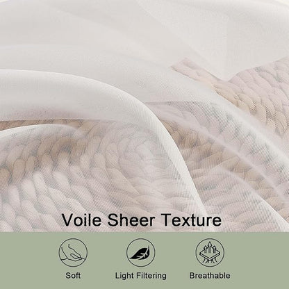 OWENIE Ivory Sheer Curtains, Sheer Curtains 96 inches Long 2 Panels Set, Rod Pocket Voile Fimly Sheer Drapes for Living Room/Bedroom, 2pcs, Each 59" W x 96" L