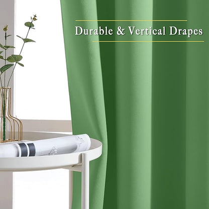 NICETOWN Room Darkening Curtains for Nursery, Grommet Thermal Insulated Light Blocking Window Treatments Sound Reducing for Bedroom, W37 x L72, 2 Panels, Forest Green