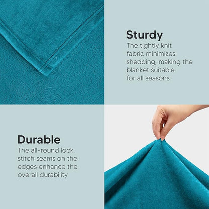 Utopia Bedding Fleece Blanket Throw Size Turquoise 300GSM Luxury Anti-Static Fuzzy Soft Microfiber Blanket for Couch, Sofa and Bed (60x50 Inch)