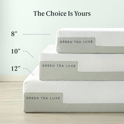 ZINUS 10 Inch Green Tea Luxe Memory Foam Mattress, Queen, Pressure Relieving, CertiPUR-US Certified, Mattress in A Box, All-New, Made in USA