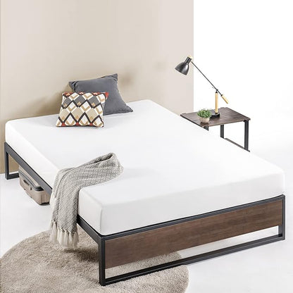 ZINUS GOOD DESIGN Award Winner Suzanne 14 Inch Bamboo and Metal Platforma Bed Frame, No Box Spring Needed, Wood Slat Support, Grey Wash, Full