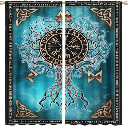 Viking Curtains Viking Totem Curtains Ancient Scandinavian Bedroom Living Room Decoration 2 Panel Groups W84 * L84 Inch