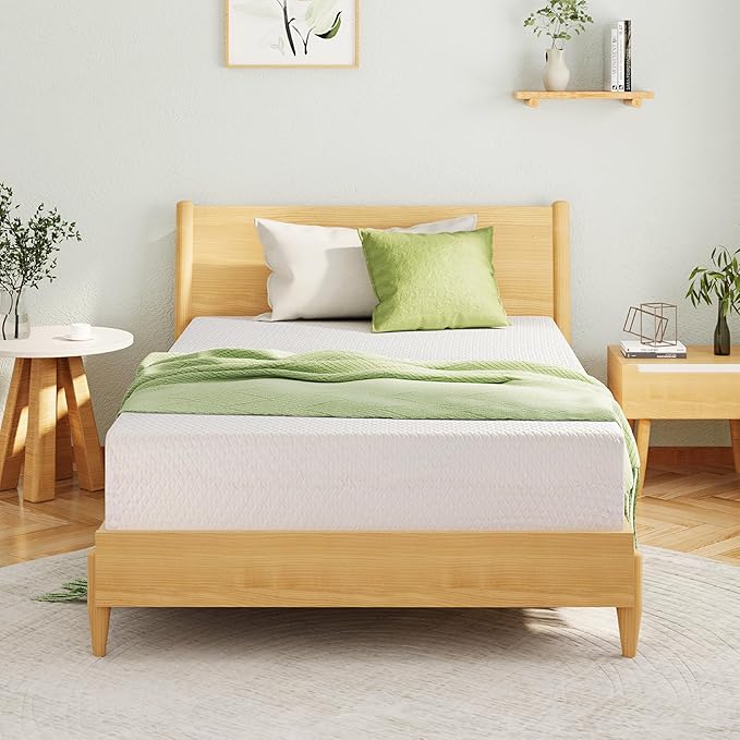 EGOHOME King Size Memory Foam Mattress, 10 Inch Bed Mattress in a Box with Cooling Green Tea Gel, Relieve Pressure with Medium Support, CertiPUR-US Certified, 80''L x 76''W, White