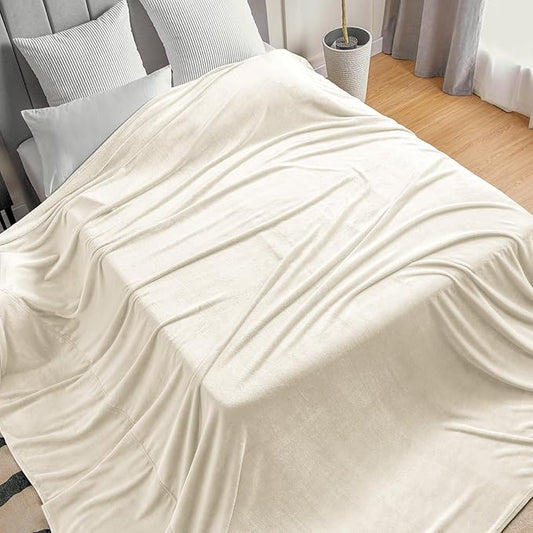 BEDELITE Fleece Blanket Extra Large Blankets for Bed, Luxury Plush Cozy Fuzzy Blanket 120x120 inches, Super Soft Warm Lightweight Throw Blanket All Seasons Suitable, Cream
