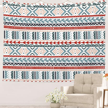 Batmerry Beige Abstract Stripe Tapestry, Wall Art Hanging Decoration Polyester Fiber White Ruffled Around for Dorm Room Bedroom Living Room, 59.1x82.7 inches
