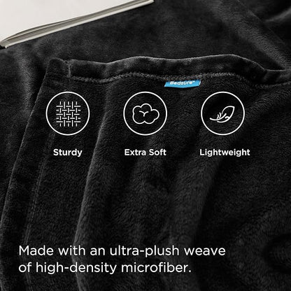 Bedsure GentleSoft Fleece Blanket Twin Size Black - 300GSM Lightweight Plush Fuzzy Cozy Soft Warm Blanket for Bed, Sofa, Couch, Travel, Camping, 60x80 inches