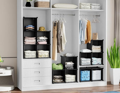 6-Cube Storage Organizer, Closet Organizer Storage Cabinet Shelf Bookcase Bookshelf with Metal Hammer, Storage Cubes Organizer Cabinet for Kids, Closet, Bedroom, Bathroom(11.8x11.8x11.8 inch)Black