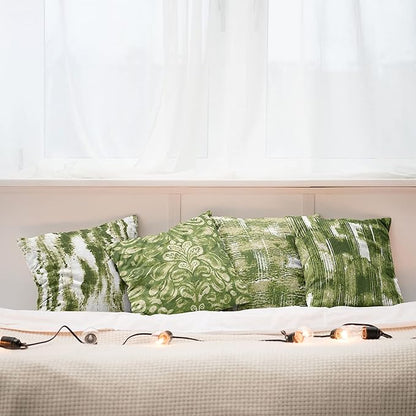 Ambesonne Vintage Throw Pillow Cushion Case Pack of 4, Abstract Grunge Effect Brushstrokes and Waving Striping Stains Paisley Drops, Modern Accent Double-Sided Digital Printing, 20", Khaki Olive Green