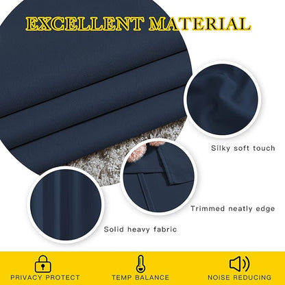 NICETOWN Blackout Room Divider Curtains 118 inches Long, Grommet Thermal Window Treatments Sound Reducing Drapes for Sliding Glass Door, Navy Blue, W66 x L118, 2 Pieces