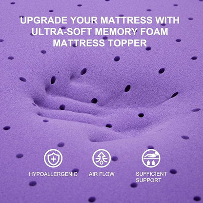 SINWEEK 3 Inch Gel Memory Foam Mattress Topper Ventilated Soft Pressure Relieve Mattress Pad, Breathable Bed Topper, CertiPUR-US Certified, Queen Size