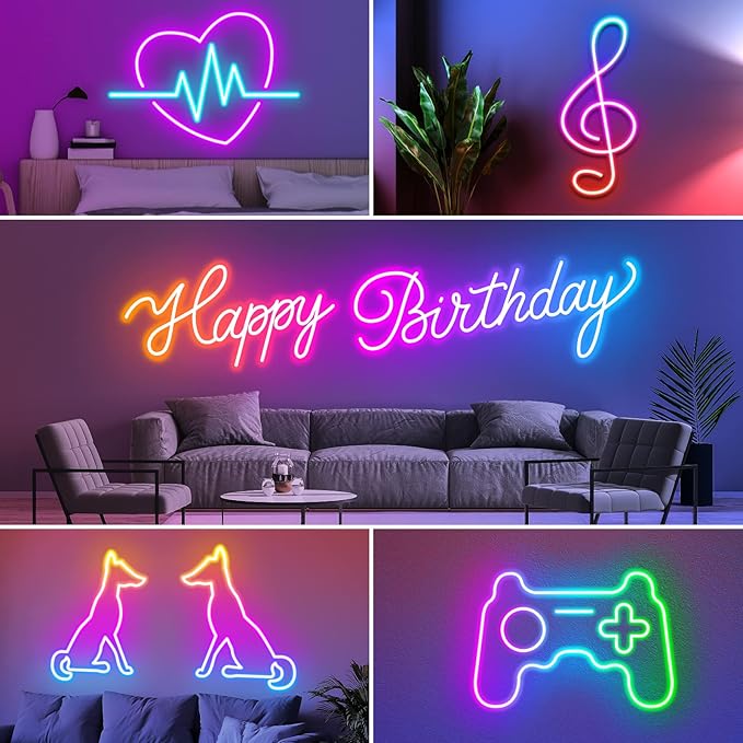 AILBTON 32.8Ft Neon Rope Lights,Flexible Led Rope Lights Control with App/Remote,Multiple Modes Rope Lights,IP65 Outdoor RGB Led Neons Lights,Music Sync Gaming Led Neon Light Strip for Bedroom Decor