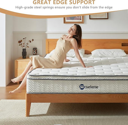 Queen Mattresses, 10 Inch Mattress Queen Size with Pocket Spring and Memory Foam for Pressure Relief, Motion Isolation, Edge Support, Medium Firm Mattress in a Box, CertiPUR-US, White