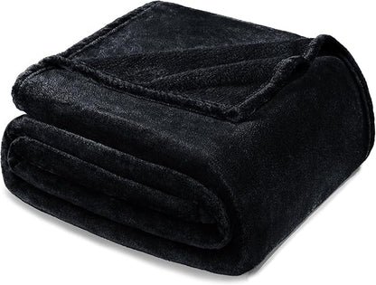 Exclusivo Mezcla Fleece Blanket King Size for Bed, Super Soft and Warm, All Season Use, Cozy, Plush, Lightweight, 90x104 Inches, Black