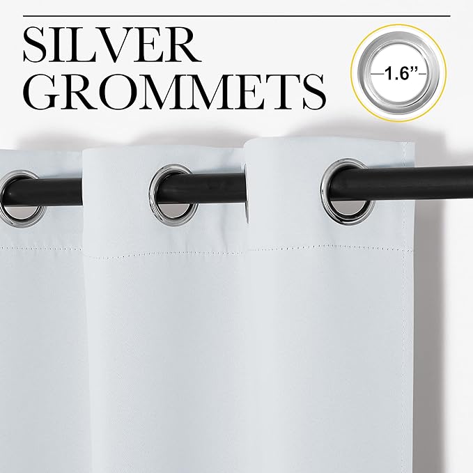 NICETOWN Room Darkening Draperies Curtains Panels, Window Treatment Thermal Insulated Grommet Room Darkening Curtains/Drapes for Bedroom (Greyish White, 2 Panels, 34 by 63)