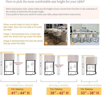 Modern Counter Height Linen Upholstered Bar Stools Set of 3, 24" Kitchen Counter Island Stools Bar Chairs with Gold Metal Frame for Kitchen Island, Charcoal