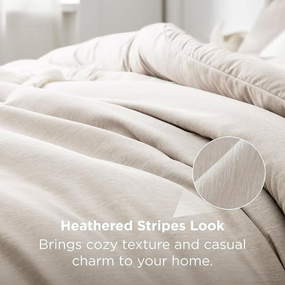 Bedsure Super King Comforter Set - Beige Soft Bedding for All Seasons, Cationic Dyed Bed Set, 3 Pieces, 1 Super King Size Comforter (120"x120") and 2 Pillow Shams (20"x36"+2")