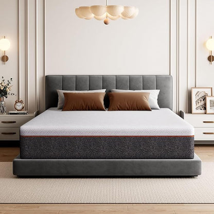 Marsail 6 Inch Queen Size Mattress, Cooling Gel Memory Foam, Fiberglass Free Breathable Cooling Bed Twin Mattress, Medium-Firm in A Box