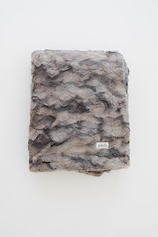 GRACED SOFT LUXURIES Large Throw Blanket Super Soft Comfy Warm Elegant Cozy Faux Fur for Home, Sofas, Couches, Beds, Chairs (Large 50" x 60", Marbled Gray)