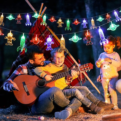 20 LED Children's Room LED String Light Astronaut Spaceship Rocket Pendants Holiday Party Lights Wall Window Nursery or Kids room Decor Wedding Around the Garden Party Patio Christmas (multicolour)