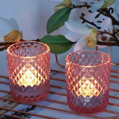 Woho 24pcs Pink Votive Candle Holders, Tealight Candle Holder for Wedding Table Decor, Tea Lights Candle Holder for Anniversary Bridal Shower