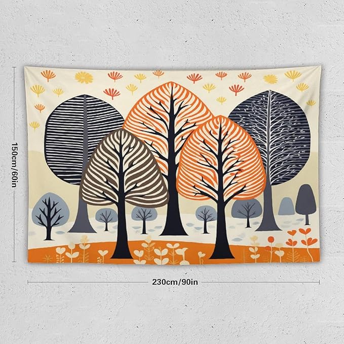 MaSiledy Tapestry Shabby Chic Trees Aesthetic Bedroom Tapestries Fall Autumn Tree Tapastry's Wall Hanging Wall Hanging for Living Room Dorm Landscape 60"x90" Xmas Wall Hanging Polyester Tapestries