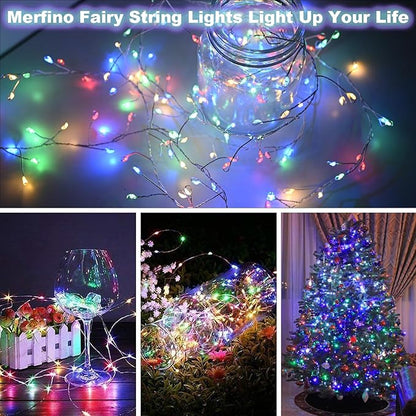 50 Pack Fairy Lights Battery Operated - 3 Speed Modes, 7Ft 20 LED String Twinkle Lights, Waterproof Copper Wire, Mini Firefly Light for Mason Jars Vases Christmas Decor, Multi-Colored