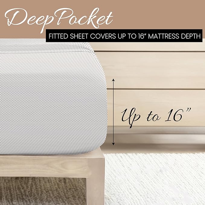 Linen Market Double-Brushed Patterned Microfiber Queen Sheet Set 4 Piece – Oeko-TEX Certified Ultra Soft & Wrinkle-Free - 16" Deep Pocket Sheets - Easy Care Queen Size - Stippled Gray