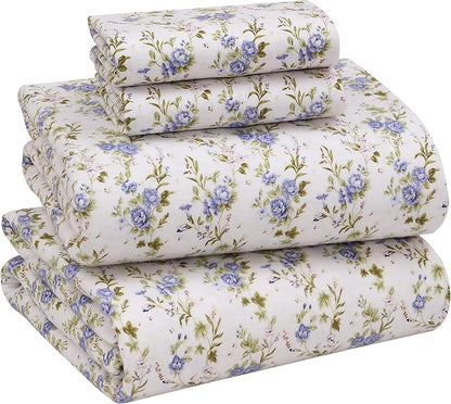 RUVANTI Flannel Sheets Queen Size - 100% Cotton Double Brushed Bed Sheets, Deep Pockets 16 Inches Queen Sheet Set, All Seasons Breathable & Extra Soft - Warm & Cozy, 4 Piece, Sand Rose
