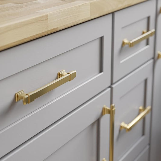 Franklin Brass Adjusta-Pull (5-Pack) Adjustable Drawer Pulls | Fits 1-3/8 to 6-5/16 Inch Hole Centers | Modern Gold Cabinet Handles| Chamfered Edge P49107-117-B