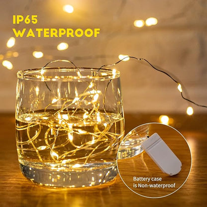 Brightown 24 Pack Fairy Lights Battery Operated - 7Ft 20 Led Mini String Lights Silver Wire Waterproof Firefly Starry DIY Lights for Bedroom Patio Wedding Party Christmas Decor (Warm White)
