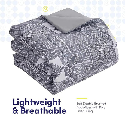 Sweet Home Collection 7 Piece Comforter Set Bag Solid Color All Season Soft Down Alternative Blanket & Luxurious Microfiber Bed Sheets, Tulsa, Queen