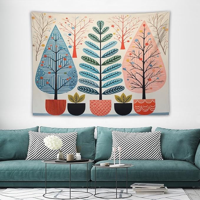 MaSiledy Wall Tapestries Shabby Chic Trees Tapestry Rustic Autumn Wall Hanging Wall Tapestry Aesthetic Wall Decor for Bedroom Living Room Dorm 60"x80" Xmas Wall Hanging Polyester Tapestries