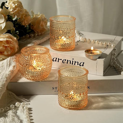 36ps Votive Candle Holders, 2x2.5inchs Gold Tea Light Candle Holders Glass for Table Centerpiece, Votives Candle Holders for Wedding, Bridal Shower and Tea Party Decorations (Gold)
