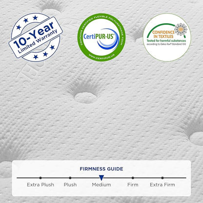 Full Size, 8 Inch Hybrid Full Size,Hybrid Mattress in a Box with Independent Spring, Soft and Comfortable Medium Firm Mattress,Cooler Sleep with Pressure Relief and Support