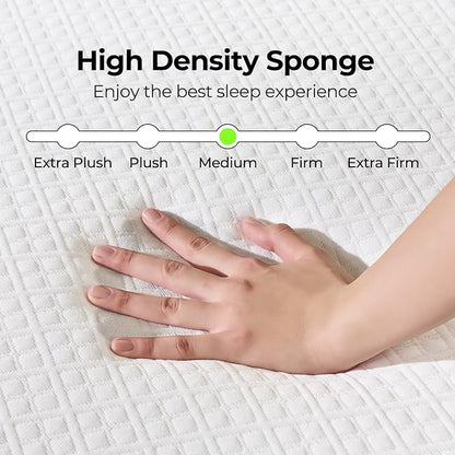 Rolanstar 6 Inch Twin Mattress Gel Memory for Cool Sleep & Pressure Relief, Medium Firm Feel, CertiPUR-US Certified, Mattress in a Box, White