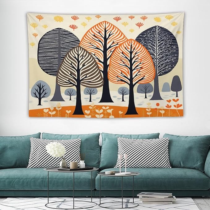 MaSiledy Tapestry Shabby Chic Trees Aesthetic Bedroom Tapestries Fall Autumn Tree Tapastry's Wall Hanging Wall Hanging for Living Room Dorm Landscape 60"x90" Xmas Wall Hanging Polyester Tapestries