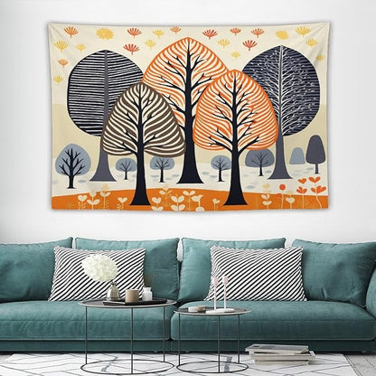 MaSiledy Tapestry Shabby Chic Trees Aesthetic Bedroom Tapestries Fall Autumn Tree Tapastry's Wall Hanging Wall Hanging for Living Room Dorm Landscape 60"x90" Xmas Wall Hanging Polyester Tapestries