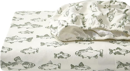 Eddie Bauer - Full Sheets, Cotton Flannel Bedding Set, Brushed For Extra Softness, Cozy Home Decor (School of Fish, Full)