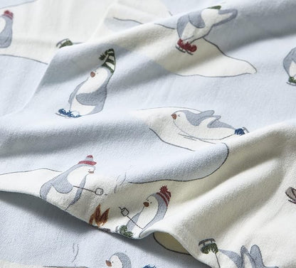 Eddie Bauer - Queen Sheets, Cotton Flannel Bedding Set, Brushed For Extra Softness, Cozy Home Decor (Skating Penguin, Queen)