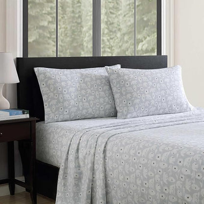 Eddie Bauer - Queen Sheets, Cotton Flannel Bedding Set, Brushed for Extra Softness, Cozy Home Decor, Oeko-Tex Certified (Deer Camp Green, Queen)