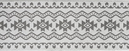 Custom Size Southwestern Style Runner Rug Mat for Wide Hallway Entryway Kitchen Laundry Room with Slip Resistant Latex Rubber Backing, Aztec Light Grey, 31 inch X 8 feet